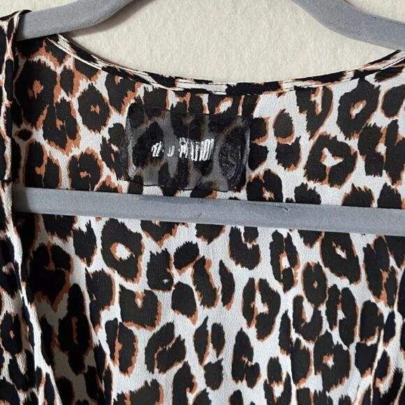 Reformation Oyster Mini Brown Black Leopard Dress Wrap Size XS - Picture 6 of 8
